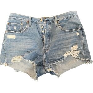 Levi's 501 Original High Rise Cutoff Distressed Denim Shorts Medium Wash Size 32